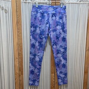 Athletic Kids Blue and Purple Patterned Leggings